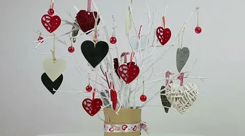 Tree with red valentines Stock Footage 58147611
