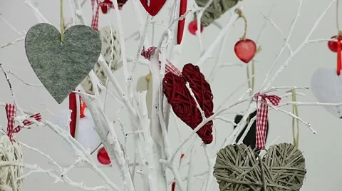 Tree with red valentines Stock Footage 58147634