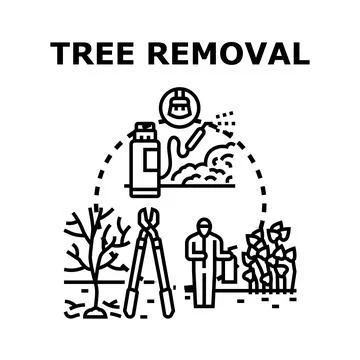 Tree removal service concept with land clearing Stock Illustration