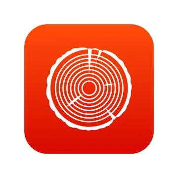 Tree ring icon digital red Stock Illustration