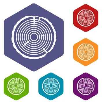 Tree ring icons set Stock Illustration