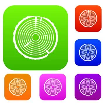 Tree ring set collection Stock Illustration