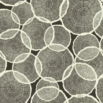 Tree Rings Pattern Seamless Vector Illustrazione stock