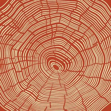 Tree Rings Red Textured Background. Stock Illustration