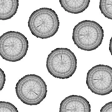 Tree rings saw cut tree trunk background. seamless wallpaper. vector illustra イラスト素材