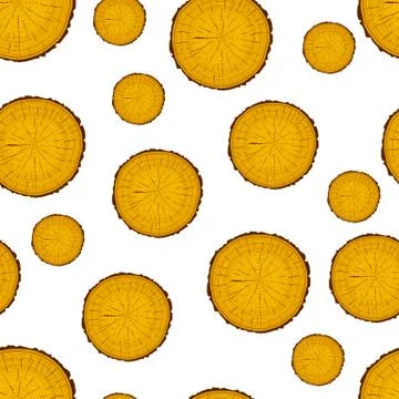 Tree rings saw cut tree trunk background. seamless wallpaper. vector illustra Stock Illustration