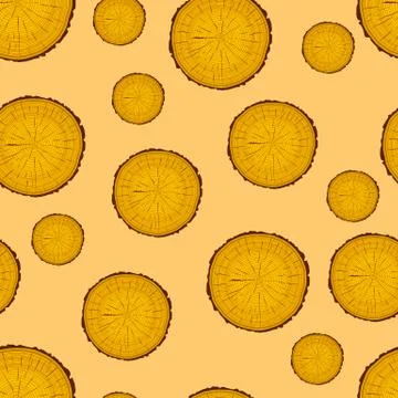 Tree rings saw cut tree trunk background. seamless wallpaper. vector illustra Illustrazione stock