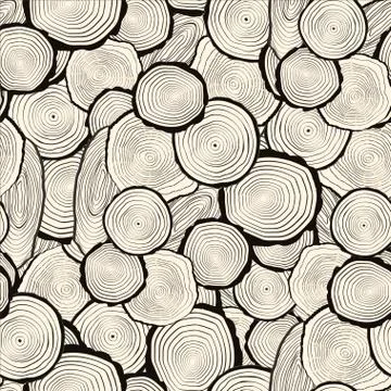 Tree rings saw cut tree trunk background Stock Illustration