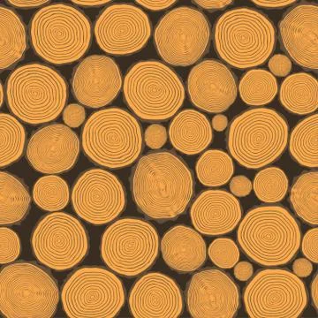 Tree rings saw cut tree trunk background Stock Illustration