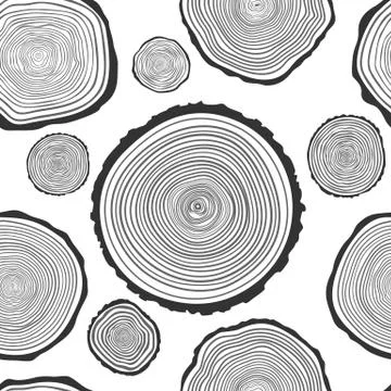 Tree Rings Seamless Vector Pattern Stock Illustration