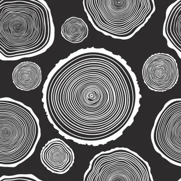 Tree Rings Seamless Vector Pattern Stock Illustration