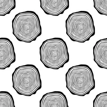 Tree Rings Seamless Vector Pattern. Stock Illustration