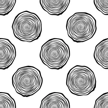 Tree Rings Seamless Vector Pattern. Illustrazione stock