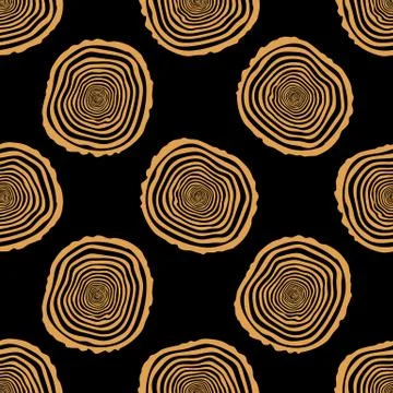 Tree Rings Seamless Vector Pattern. Stock Illustration