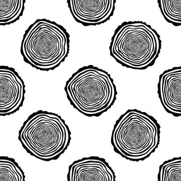 Tree Rings Seamless Vector Pattern. Illustrazione stock