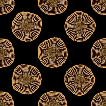 Tree Rings Seamless Vector Pattern. Illustrazione stock