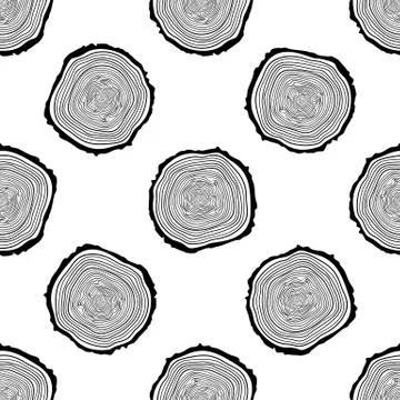 Tree Rings Seamless Vector Pattern. Stock Illustration