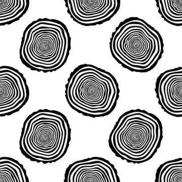 Tree Rings Seamless Vector Pattern. Stock Illustration