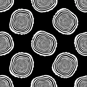 Tree Rings Seamless Vector Pattern. Stock Illustration