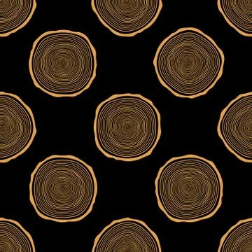 Tree Rings Seamless Vector Pattern. Stock Illustration