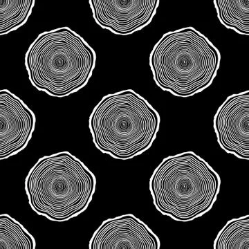 Tree Rings Seamless Vector Pattern. Stock Illustration