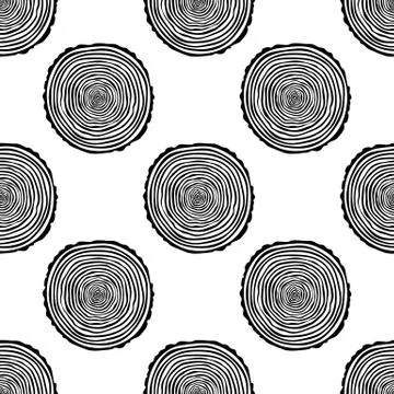Tree Rings Seamless Vector Pattern. Stock Illustration