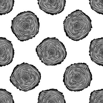 Tree Rings Seamless Vector Pattern. Stock Illustration