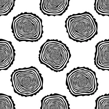 Tree Rings Seamless Vector Pattern. Stock Illustration
