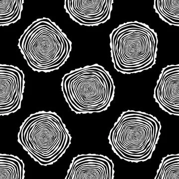 Tree Rings Seamless Vector Pattern. Illustrazione stock