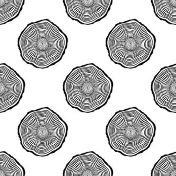 Tree Rings Seamless Vector Pattern. Stock Illustration