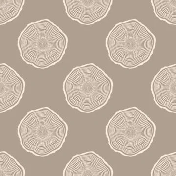 Tree Rings Seamless Vector Pattern. Illustrazione stock