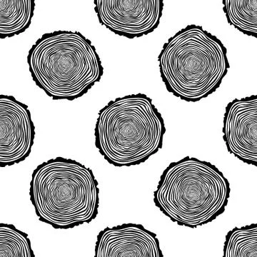 Tree Rings Seamless Vector Pattern. Illustrazione stock