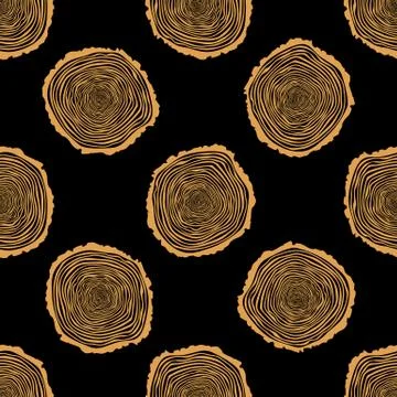 Tree Rings Seamless Vector Pattern. Illustrazione stock