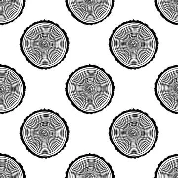 Tree Rings Seamless Vector Pattern. Illustrazione stock