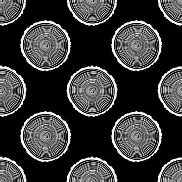 Tree Rings Seamless Vector Pattern. Illustrazione stock