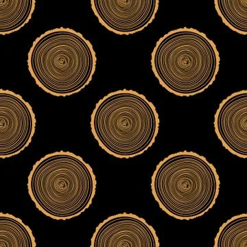 Tree Rings Seamless Vector Pattern. Stock Illustration