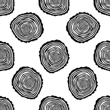 Tree Rings Seamless Vector Pattern. Illustrazione stock