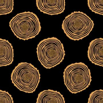 Tree Rings Seamless Vector Pattern. Illustrazione stock