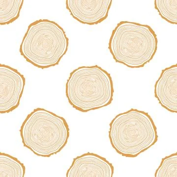 Tree Rings Seamless Vector Pattern. Illustrazione stock