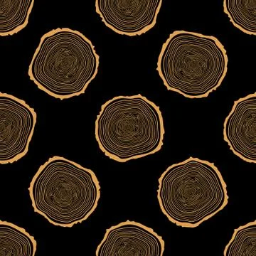 Tree Rings Seamless Vector Pattern. Stock Illustration