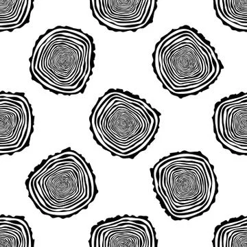 Tree Rings Seamless Vector Pattern. Illustrazione stock