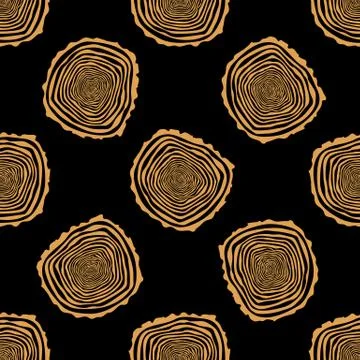 Tree Rings Seamless Vector Pattern. Stock Illustration