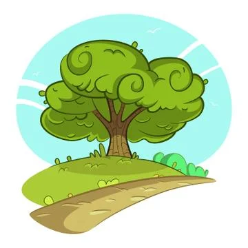 Tree by the road Stock Illustration