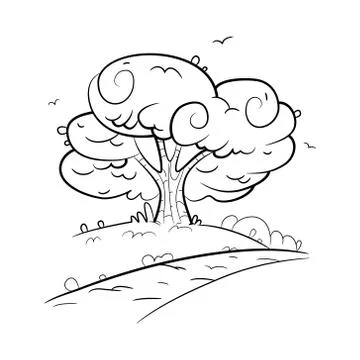 Tree by the road Stock Illustration