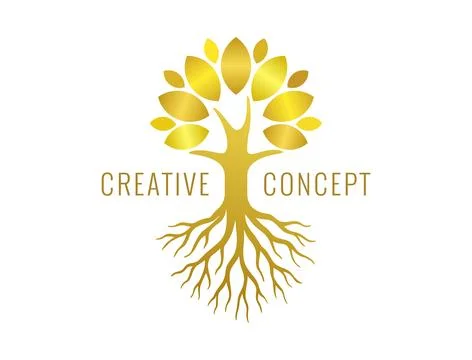 Tree with roots business creative concept Illustrazione stock