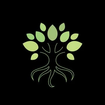 Tree with roots flat illustration Illustrazione stock