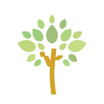 Tree with roots flat illustration Illustrazione stock