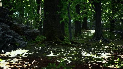 Tree roots with green moss at spring Stock Illustration