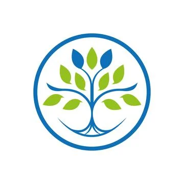 Tree Roots Logo Design Nature Growth Wellness Identity Stock Illustration