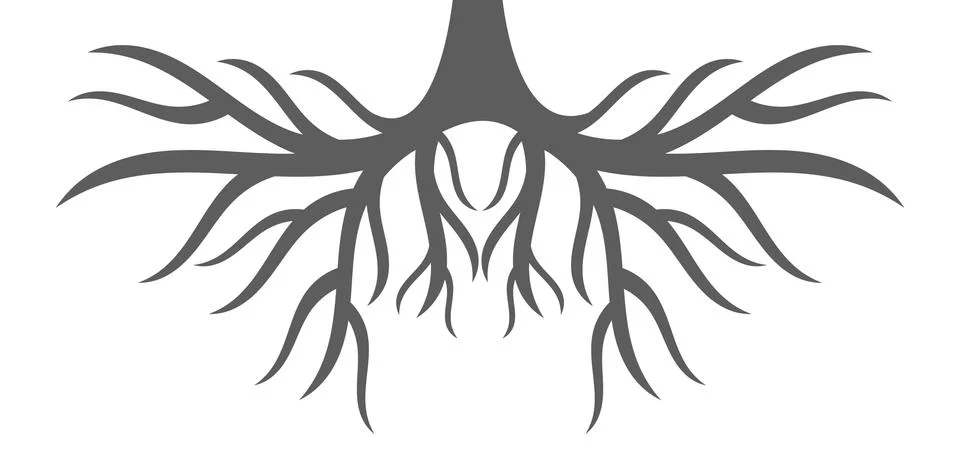 Tree roots shape. Vector illustration. Stock Illustration